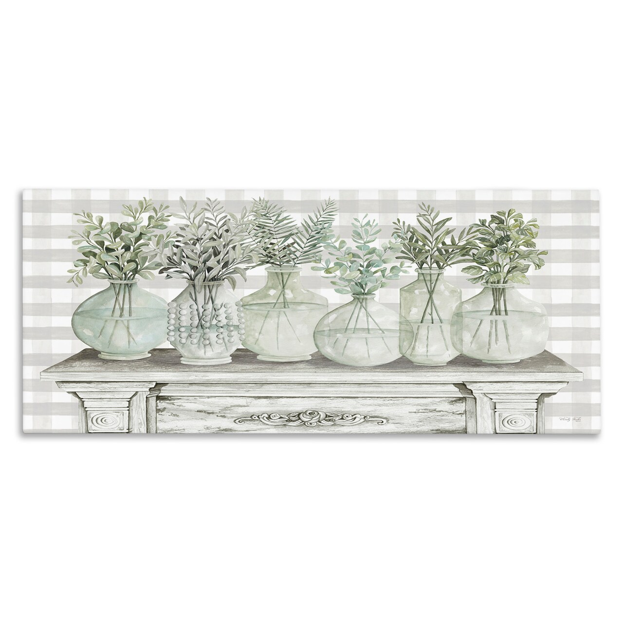 Stupell Industries Country Herb Jars on Gingham Canvas Wall Art